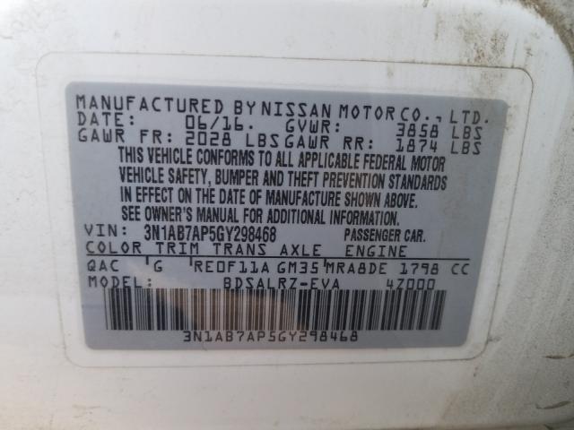 Photo 9 VIN: 3N1AB7AP5GY298468 - NISSAN SENTRA S 