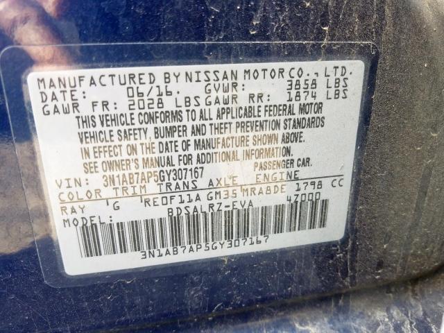 Photo 9 VIN: 3N1AB7AP5GY307167 - NISSAN SENTRA S 