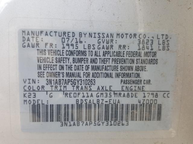 Photo 9 VIN: 3N1AB7AP5GY310263 - NISSAN SENTRA S 