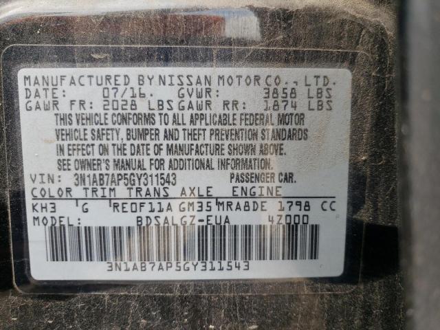 Photo 12 VIN: 3N1AB7AP5GY311543 - NISSAN SENTRA S 