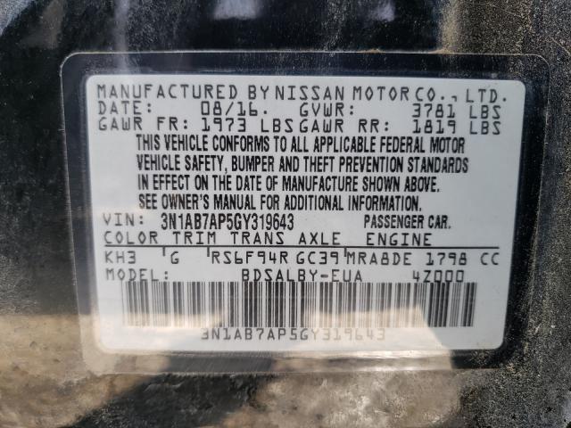 Photo 9 VIN: 3N1AB7AP5GY319643 - NISSAN SENTRA S 