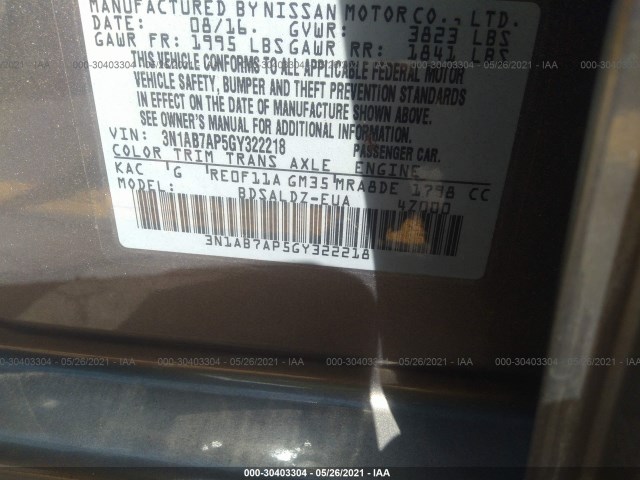 Photo 8 VIN: 3N1AB7AP5GY322218 - NISSAN SENTRA 