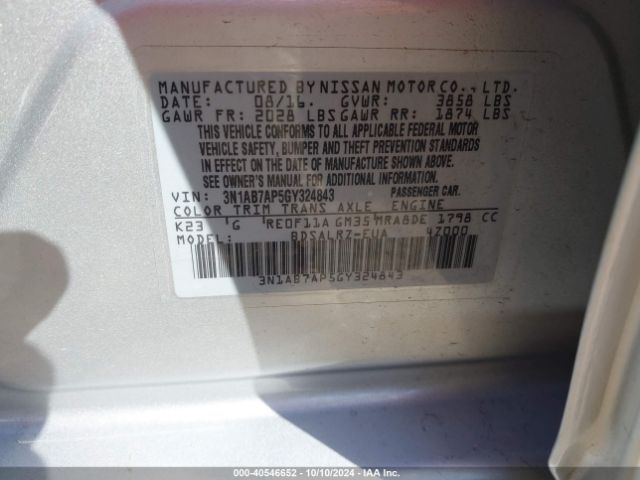 Photo 8 VIN: 3N1AB7AP5GY324843 - NISSAN SENTRA 