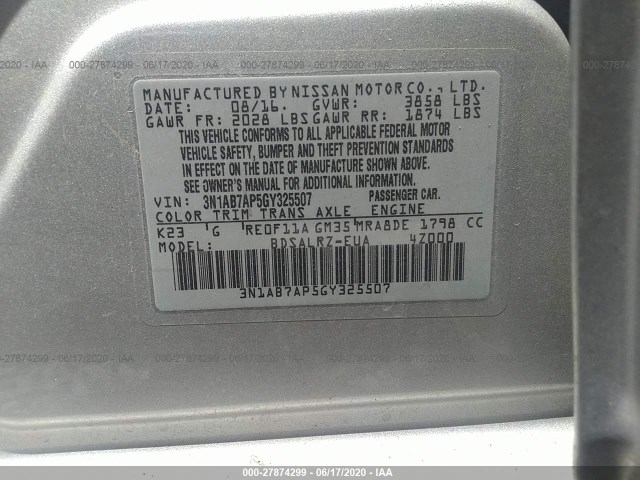 Photo 8 VIN: 3N1AB7AP5GY325507 - NISSAN SENTRA 