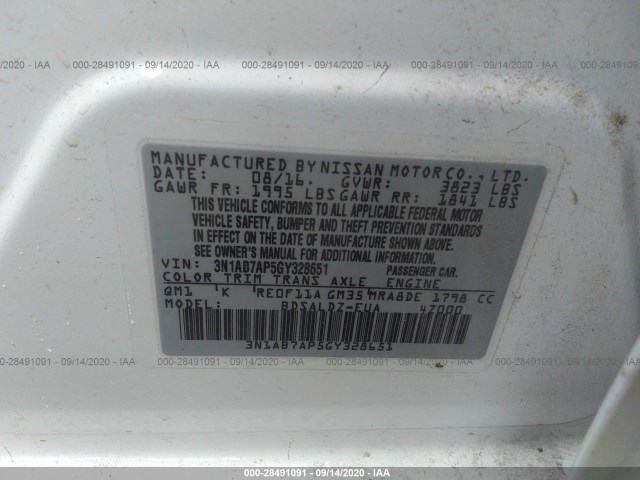 Photo 8 VIN: 3N1AB7AP5GY328651 - NISSAN SENTRA 