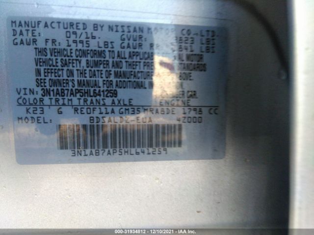 Photo 8 VIN: 3N1AB7AP5HL641259 - NISSAN SENTRA 