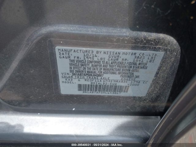 Photo 8 VIN: 3N1AB7AP5HL643867 - NISSAN SENTRA 