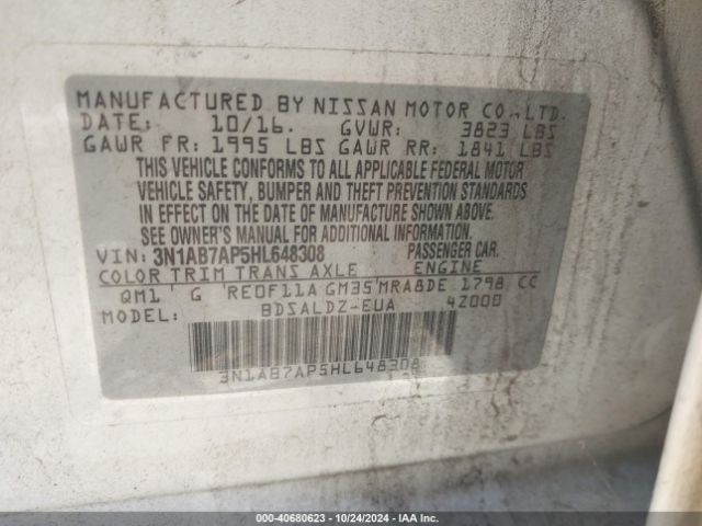 Photo 8 VIN: 3N1AB7AP5HL648308 - NISSAN SENTRA 