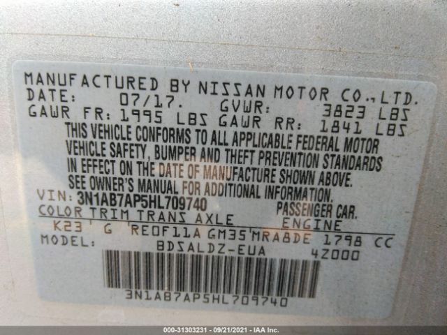 Photo 8 VIN: 3N1AB7AP5HL709740 - NISSAN SENTRA 