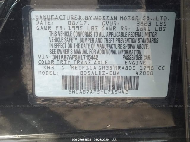 Photo 8 VIN: 3N1AB7AP5HL715442 - NISSAN SENTRA 