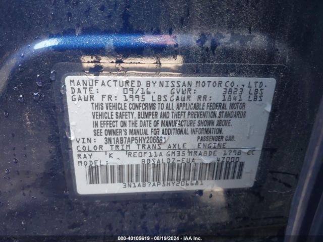 Photo 8 VIN: 3N1AB7AP5HY206681 - NISSAN SENTRA 