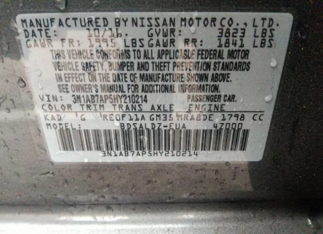 Photo 8 VIN: 3N1AB7AP5HY210214 - NISSAN SENTRA 