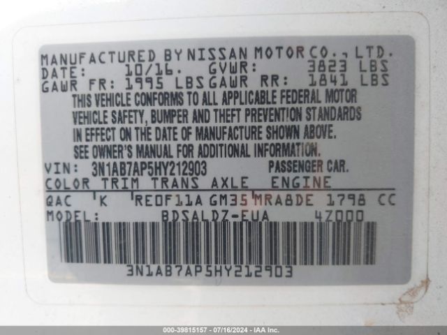 Photo 8 VIN: 3N1AB7AP5HY212903 - NISSAN SENTRA 