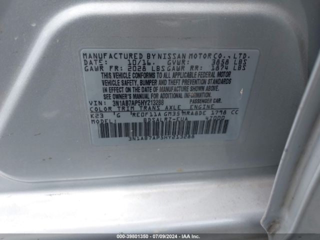 Photo 8 VIN: 3N1AB7AP5HY213288 - NISSAN SENTRA 