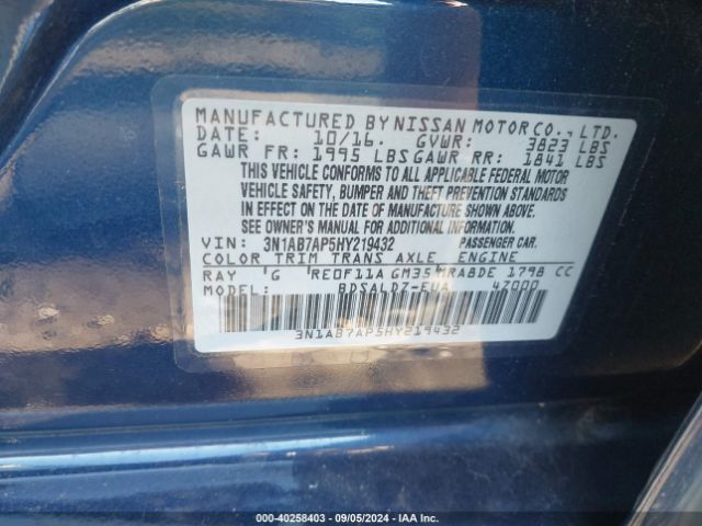 Photo 8 VIN: 3N1AB7AP5HY219432 - NISSAN SENTRA 