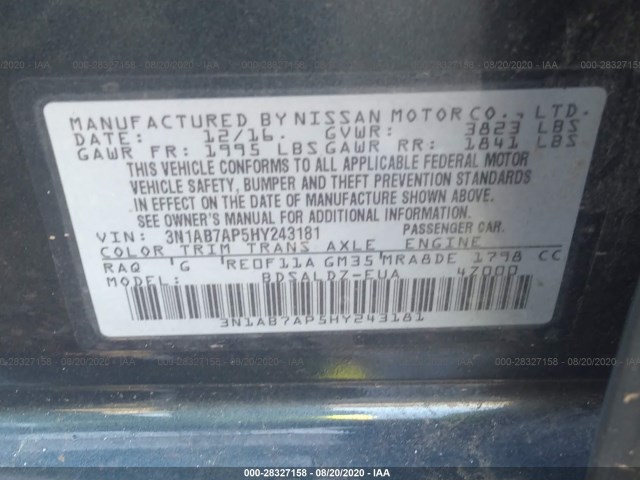 Photo 8 VIN: 3N1AB7AP5HY243181 - NISSAN SENTRA 