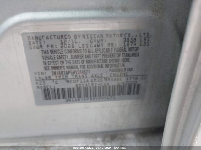 Photo 8 VIN: 3N1AB7AP5HY244671 - NISSAN SENTRA 