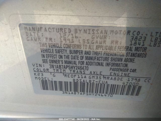 Photo 8 VIN: 3N1AB7AP5HY246470 - NISSAN SENTRA 