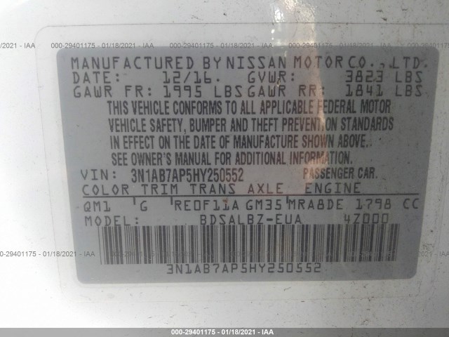 Photo 8 VIN: 3N1AB7AP5HY250552 - NISSAN SENTRA 