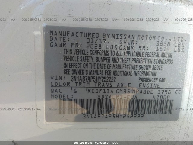 Photo 8 VIN: 3N1AB7AP5HY252222 - NISSAN SENTRA 