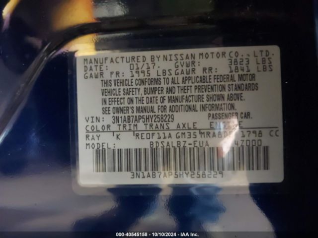 Photo 8 VIN: 3N1AB7AP5HY258229 - NISSAN SENTRA 