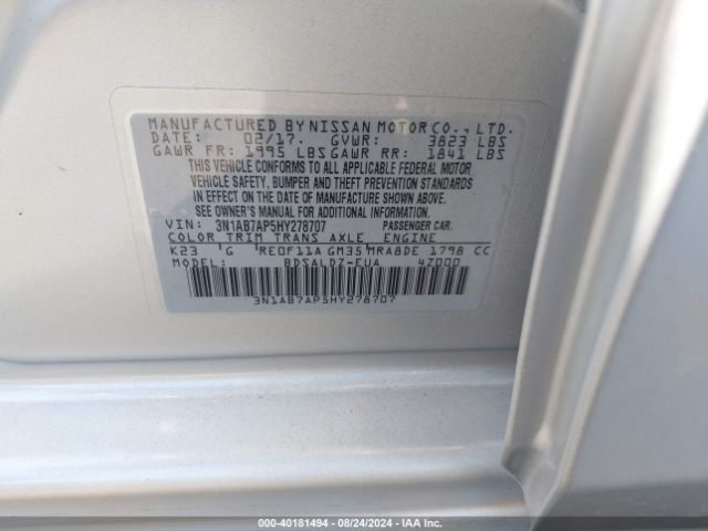 Photo 8 VIN: 3N1AB7AP5HY278707 - NISSAN SENTRA 