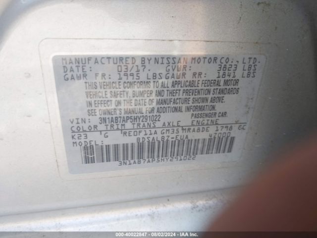 Photo 8 VIN: 3N1AB7AP5HY291022 - NISSAN SENTRA 