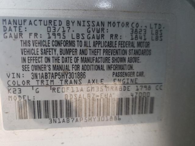 Photo 9 VIN: 3N1AB7AP5HY301886 - NISSAN SENTRA S 