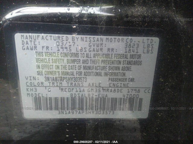 Photo 8 VIN: 3N1AB7AP5HY303573 - NISSAN SENTRA 