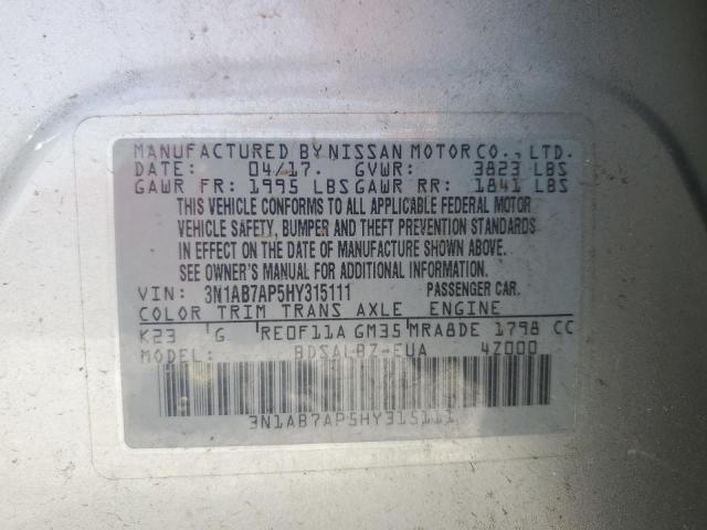 Photo 11 VIN: 3N1AB7AP5HY315111 - NISSAN SENTRA 