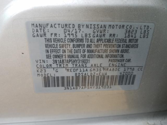 Photo 9 VIN: 3N1AB7AP5HY319031 - NISSAN SENTRA S 