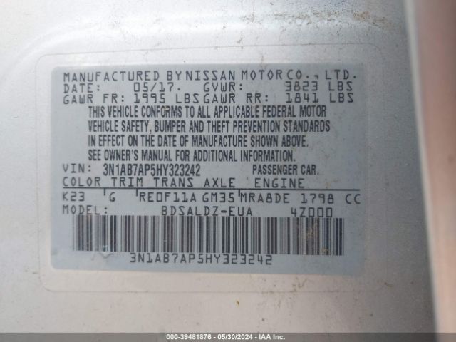 Photo 8 VIN: 3N1AB7AP5HY323242 - NISSAN SENTRA 