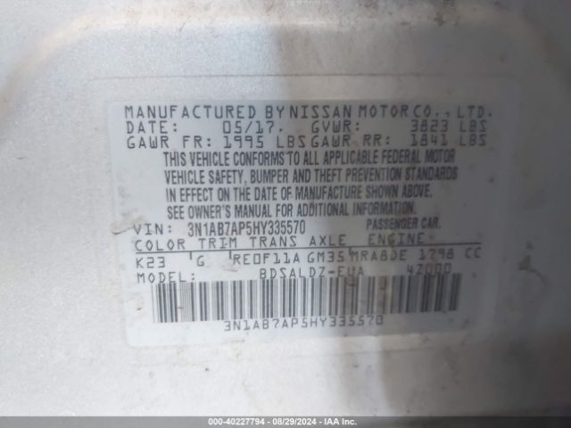 Photo 8 VIN: 3N1AB7AP5HY335570 - NISSAN SENTRA 