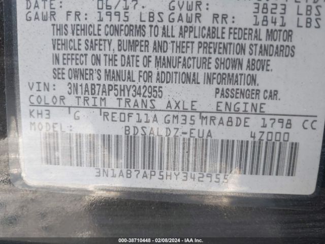 Photo 8 VIN: 3N1AB7AP5HY342955 - NISSAN SENTRA 