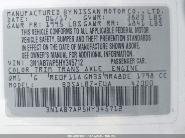 Photo 8 VIN: 3N1AB7AP5HY345712 - NISSAN SENTRA 