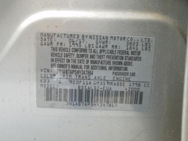 Photo 9 VIN: 3N1AB7AP5HY347864 - NISSAN SENTRA S 