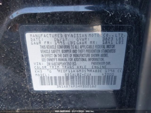 Photo 8 VIN: 3N1AB7AP5HY350182 - NISSAN SENTRA 