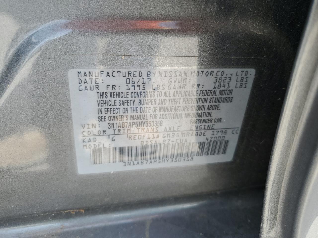 Photo 11 VIN: 3N1AB7AP5HY350358 - NISSAN SENTRA 