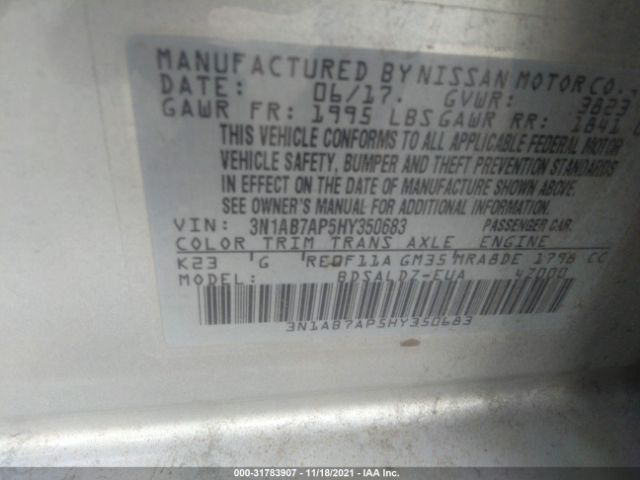 Photo 8 VIN: 3N1AB7AP5HY350683 - NISSAN SENTRA 