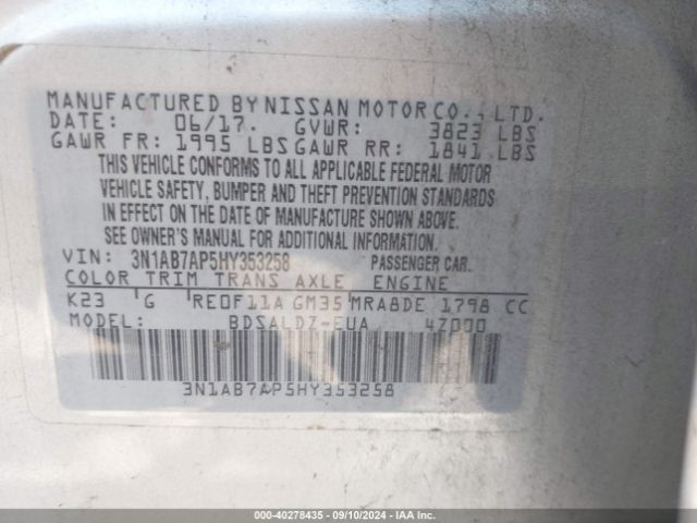 Photo 8 VIN: 3N1AB7AP5HY353258 - NISSAN SENTRA 