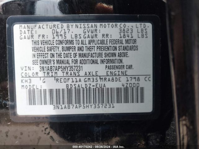 Photo 8 VIN: 3N1AB7AP5HY357231 - NISSAN SENTRA 