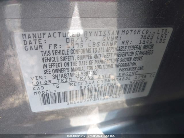 Photo 8 VIN: 3N1AB7AP5HY387409 - NISSAN SENTRA 