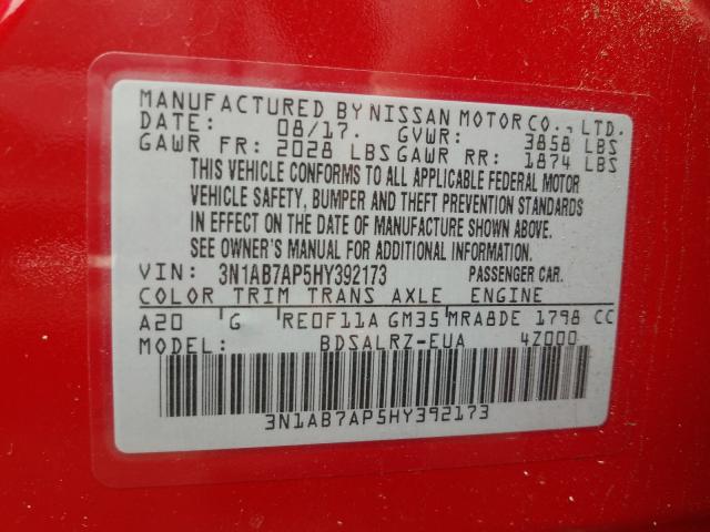 Photo 9 VIN: 3N1AB7AP5HY392173 - NISSAN SENTRA S 