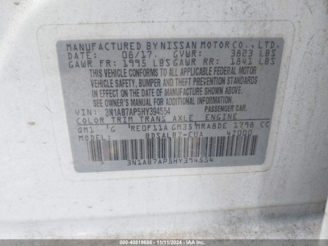 Photo 8 VIN: 3N1AB7AP5HY394554 - NISSAN SENTRA 