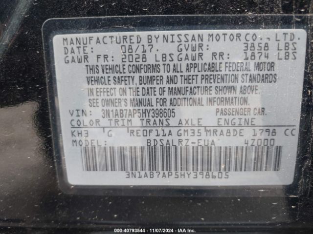 Photo 8 VIN: 3N1AB7AP5HY398605 - NISSAN SENTRA 