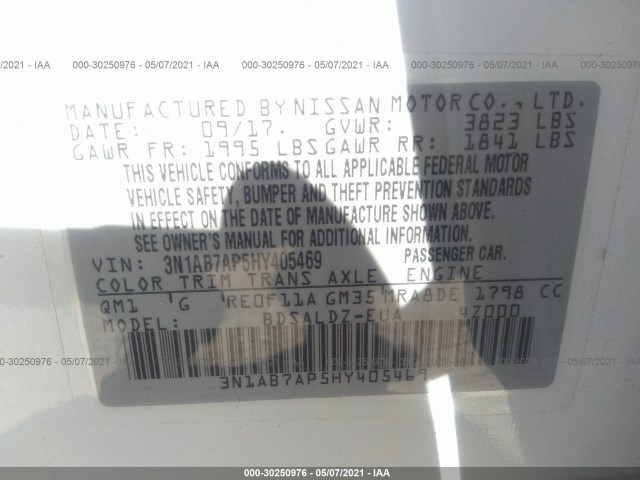 Photo 8 VIN: 3N1AB7AP5HY405469 - NISSAN SENTRA 