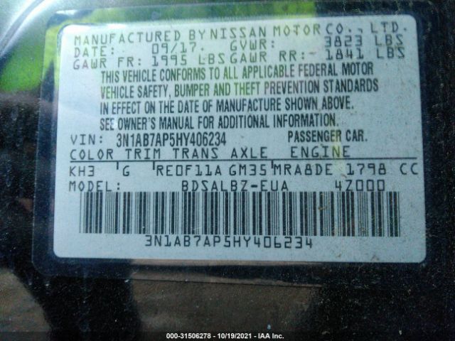 Photo 8 VIN: 3N1AB7AP5HY406234 - NISSAN SENTRA 