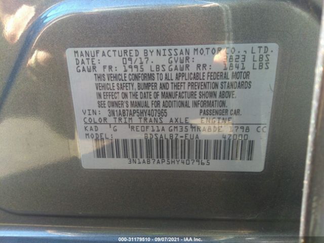 Photo 8 VIN: 3N1AB7AP5HY407965 - NISSAN SENTRA 