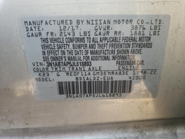 Photo 9 VIN: 3N1AB7AP5JL618893 - NISSAN SENTRA S 