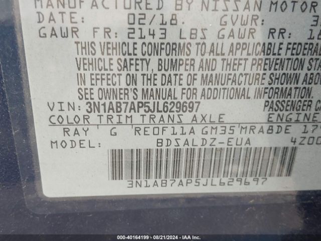 Photo 8 VIN: 3N1AB7AP5JL629697 - NISSAN SENTRA 